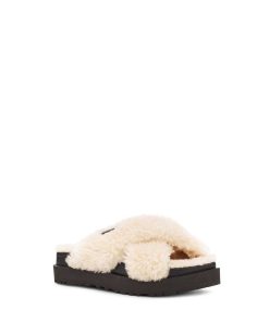 Donna UGG Ciabatte | Scivolo a croce Fuzz Sugar Naturale/Nero